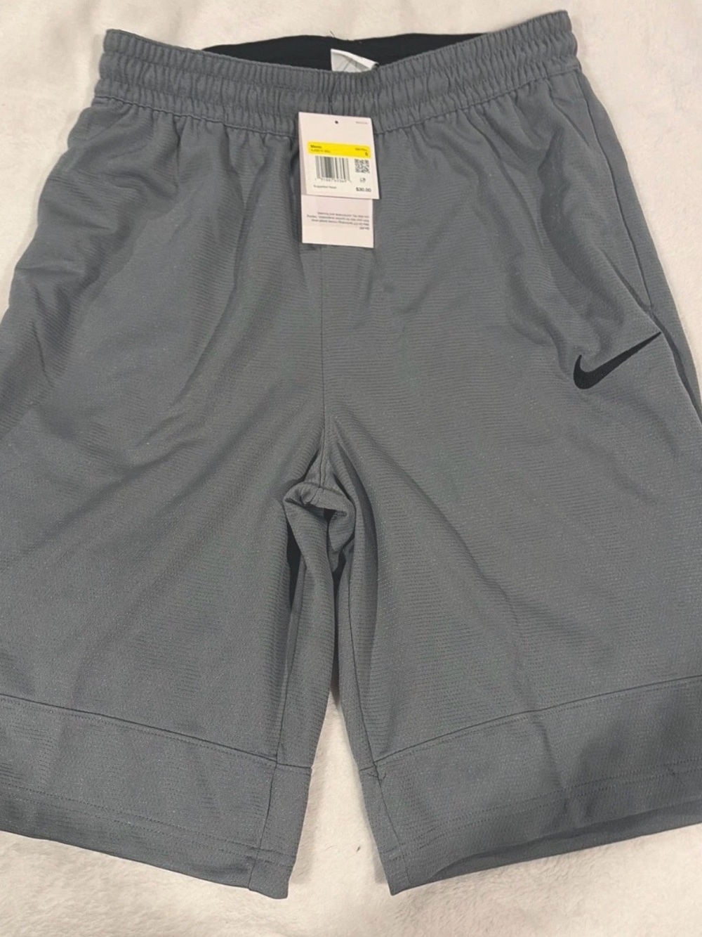 Nike Men’s Gray Athletic Performance Shorts with Black Swoosh